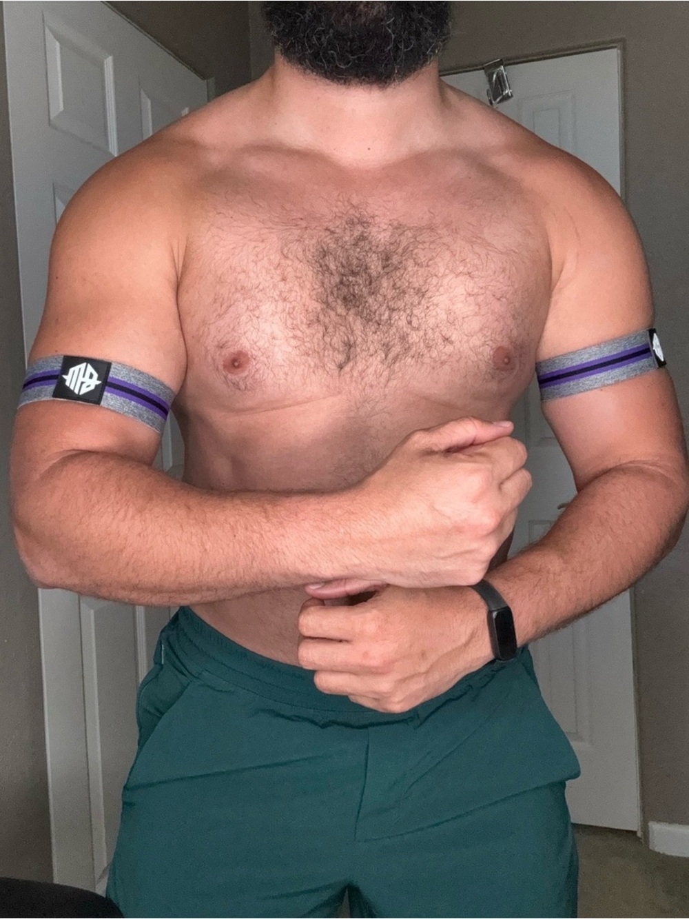 BREEDWELL Purple & Gray Arm Bands - Athletic Compression Undershirt Accessory